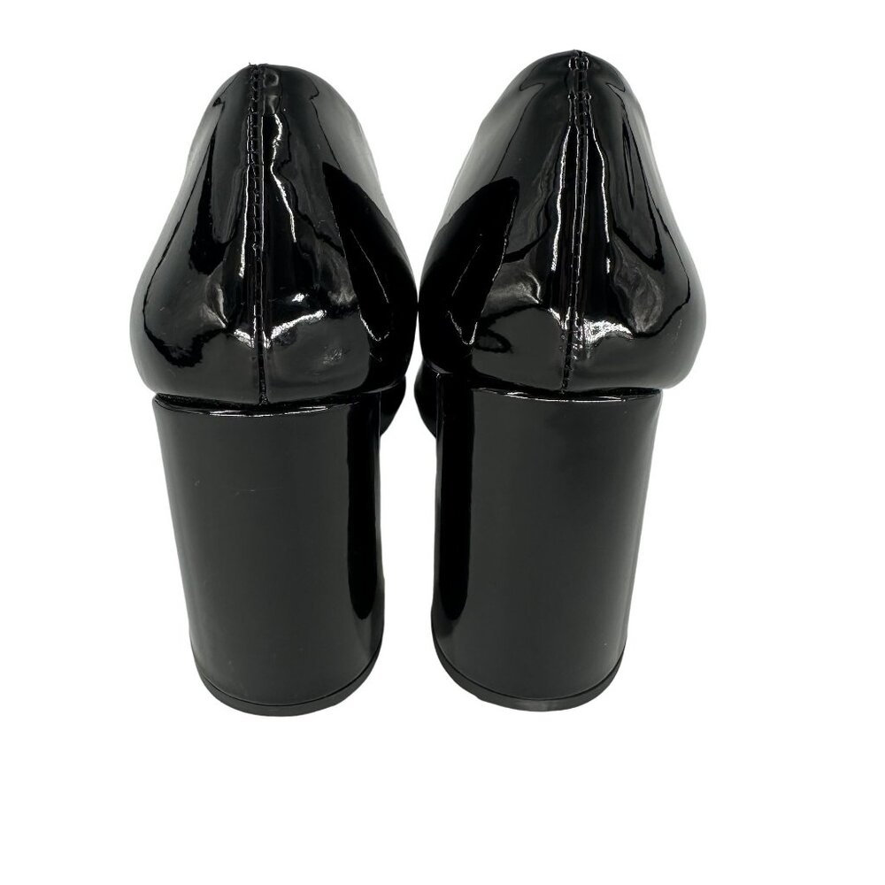 Steve Madden Black Patent Synthetic Leather Square Toe Block Heel Shoe 8.5M - Picture 5 of 7